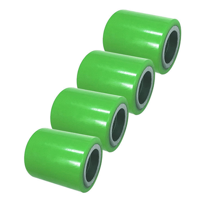 80x70mm Green Iron Polyurethane Load Wheels 1320LBS Capacity Pallet Jack Rollers