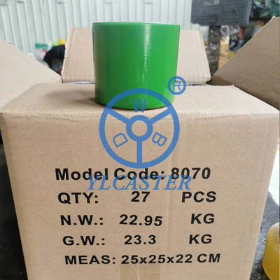 80x70mm Green Iron Polyurethane Load Wheels 1320LBS Capacity Pallet Jack Rollers
