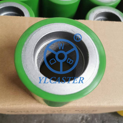 80x70mm Green Iron Polyurethane Load Wheels 1320LBS Capacity Pallet Jack Rollers