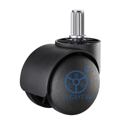 77LBS Capacity Twin Wheel Black Nylon Office Chair Casters With M11x21mm Insert Stem 2''