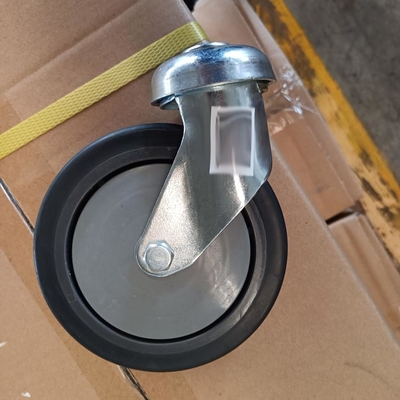 3 Inch 4 Inch 5 Inch Soft TPR Shopping Cart Wheels Hollow Kingpin Casters Grey Bolt Hole Swivel Casters