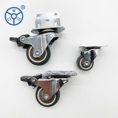 Directional Wheels Fixed Plate Brown TPR Casters 2.5'' Diameter For Vending Machines