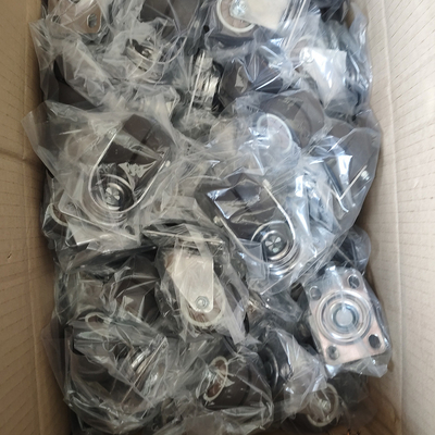 Directional Wheels Fixed Plate Brown TPR Casters 2.5'' Diameter For Vending Machines