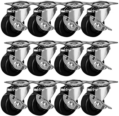 Non Marking Steel Cover Casters 100 Lbs Load Rubber Wheels for Indoor Applications