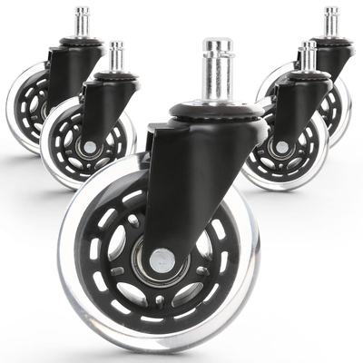 Amazon Hot Sales 5 A Set Black Pu Chaire Casters Wheels Soft Transparent Caster