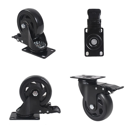 4-Pack 2.5 Zinc Plated Double Ball Bearing Caster Wheels with Swivel Brake