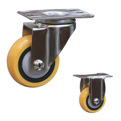 176lbs 75mm Yellow SS Heavy Duty Trolley Wheels Caster Wheels For Food Trolleys
