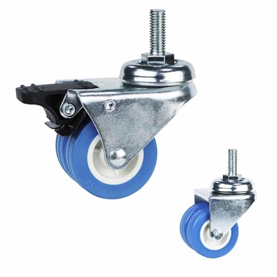 2" Twin Wheel PVC Blue Color Light Duty Swivel Casters For Home Appliances