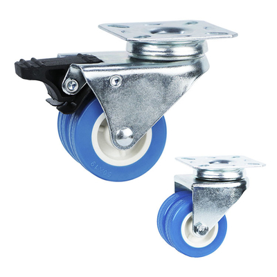 2" Twin Wheel PVC Blue Color Light Duty Swivel Casters For Home Appliances