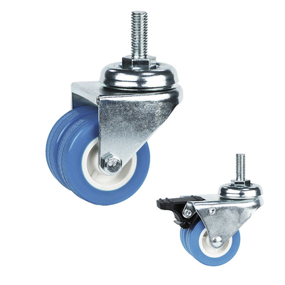 2" Twin Wheel PVC Blue Color Light Duty Swivel Casters For Home Appliances
