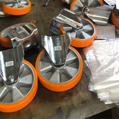 200mm Rigid Plate Silent Wheels Hight Capacity Aluminium PU Casters European Type