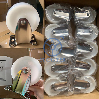 3 Inch Rigid Plate Stainless Steel Casters Solid Nylon Fixed Casters