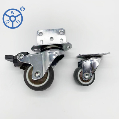 Directional Wheels Fixed Plate Brown TPR Casters 2.5'' Diameter For Vending Machines