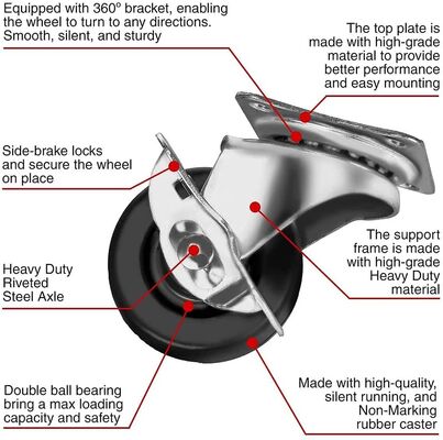 Roda Nylon Pemasangan Pelat dengan Bantalan Bola dan Roda Inti Padat Solusi Mobilitas Kelas Industri Tahan Lama Tugas Berat