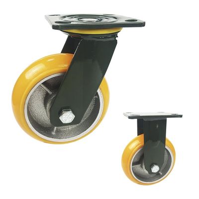 Roda Caster Putar PU 8 Inci, Roda Caster Oranye Kapasitas 380kg
