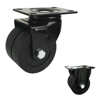 Hitam 250kg Loading 3 inci Nylon Casters Dengan bantalan polos