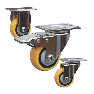 176lbs 75mm Yellow SS Heavy Duty Trolley Wheels Caster Wheels For Food Trolleys