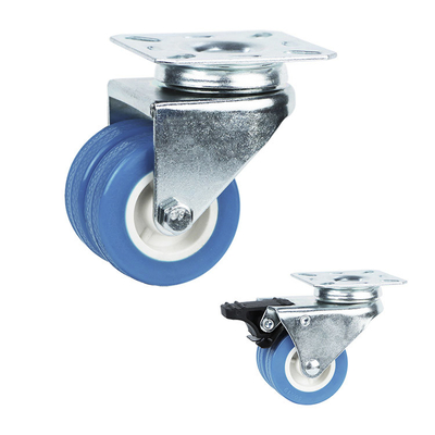 2" Twin Wheel PVC Blue Color Light Duty Swivel Casters For Home Appliances
