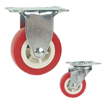 Roda Merah 1,5 Inci Tugas Ringan Roda Kastor Tetap PVC Untuk Troli Kecil Ringan OEM