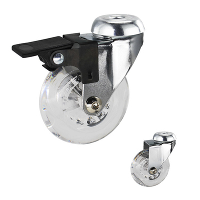 3 Inch Swivel PU Casters For Chairs Bolt Hole Type Silent Clear Castors