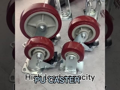 Merah 230kg PU plat tetap 125mm Heavy Duty Casters